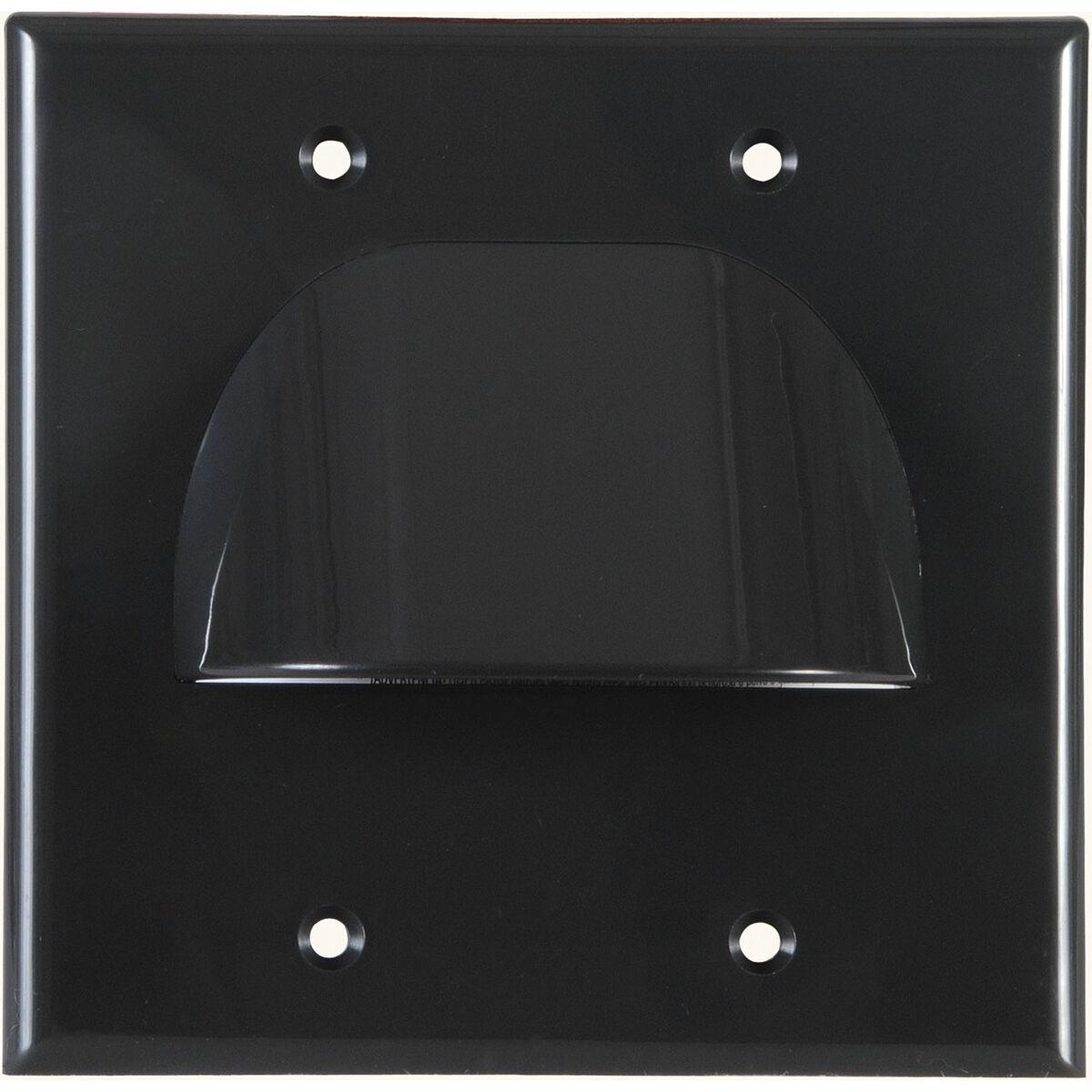 Vanco Dual Gang Reversible Bulk Cable Wall Plate Black